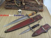 Maker Unknown Custom Handmade Dagger Set of 2 Knives & 2 Sheaths Img-1