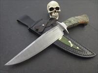 Mozolic Knives Gorgeous Damascus Alder Burl Bowie / Fighter & Custom Sheath Img-1