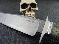 Mozolic Knives Gorgeous Damascus Alder Burl Bowie / Fighter & Custom Sheath Img-2
