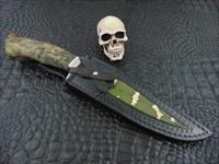 Mozolic Knives Gorgeous Damascus Alder Burl Bowie / Fighter & Custom Sheath Img-5