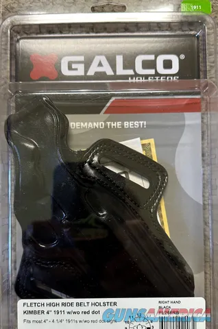 Galco FL266RB Fletch High Ride Belt Holster, Steerhide Black - fits most 1911s with 4 Barrel, Right Draw Img-4