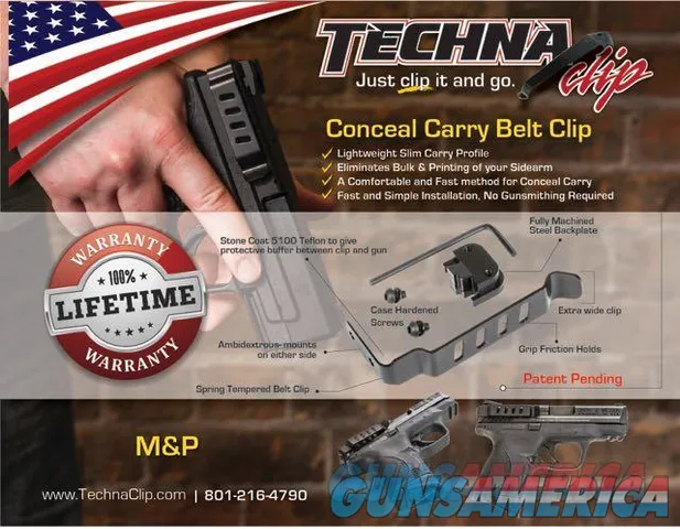 Techna Clip MPBA Gun Belt Clip – Smith & Wesson M&P 9mm, .40, .45, Ambidextrous