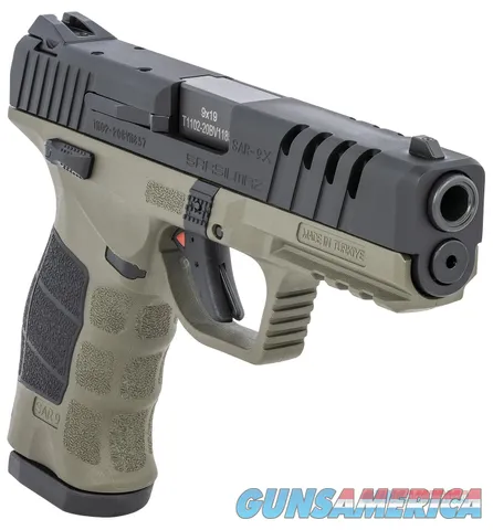 SAR USA, SAR9X, Semi-automatic, Striker Fired Pistol, 9MM, 4.4" Barrel, Polymer Frame, OD Green/Black, 1-17 Round, 1-19 Round