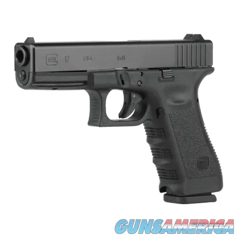 Glock, 17, Safe Action, Full Size, 9MM, 4.49" Barrel, Polymer Frame, Matte Finish, Fixed Sights, 17Rd, 2 Magazines