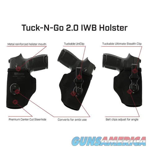 Galco TUC608B Tuck-N-Go Holster  Sig Sauer P238, Ambidextrous - Black Img-7