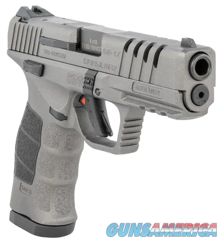SAR USA, SAR9X, Semi-automatic, Striker Fired Pistol, 9MM, 4.4" Barrel, Polymer Frame, Cerakote Platinum Finish, 1-17 Round, 1-19 Round