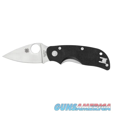 Spyderco, Cat, 2.44" Folding Knife, Plain Edge, 440C/Satin, Black G10, Circle Thumb Hole/Pocket Clip