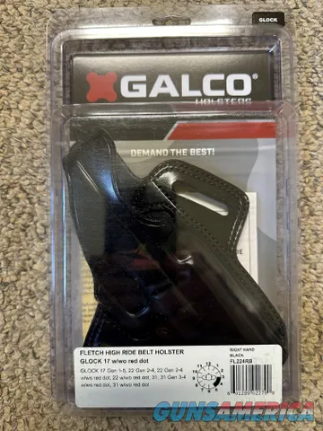 Galco FL224RB Fletch High Ride Belt Holster, Steerhide Black - fits Glock 17/22/31, Right Draw Img-4