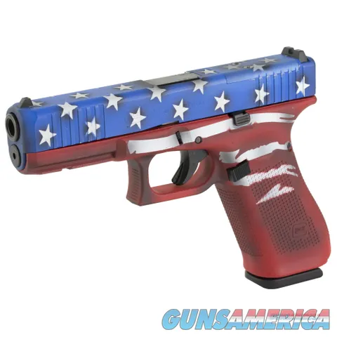 Glock, 17 M.O.S., GEN 5, Semi-automatic, Striker Fired, Full Size, 9MM, 4.49", Red, Wht, Blu BW Flag, Interchangeable, 17 Rounds, 3 Mags, Fixed Sights