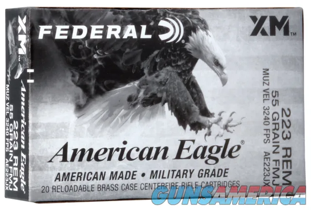 Federal Federal AE223JX American Eagle 223 Rem 55 gr Full Metal Jacket Boat-Tail (FMJBT)