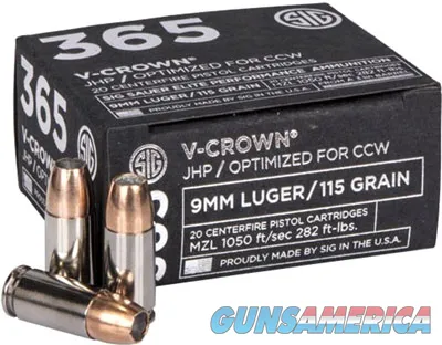 Sig Sauer SIG AMMO 365 9MM LUGER 115GR. ELITE V-CROWN JHP 20-PACK