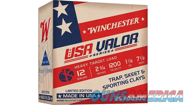 Winchester Winchester Ammunition, USA VALOR, 12 Gauge, 2.75", #7.5 Shot, 25 Round Box