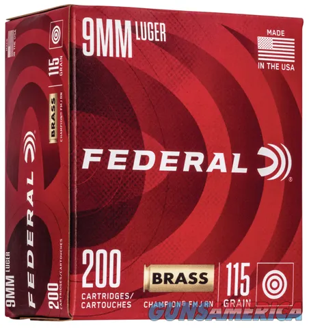 Federal Federal WM51992 Champion Training 9mm Luger 115 gr Full Metal Jacket