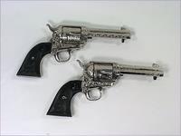 224X COLT SAA 45 LC 4  BLACK POWDER FRAME CONSECUTIVE NUMBERED PAIR ADAMS ENGRAVED Img-1