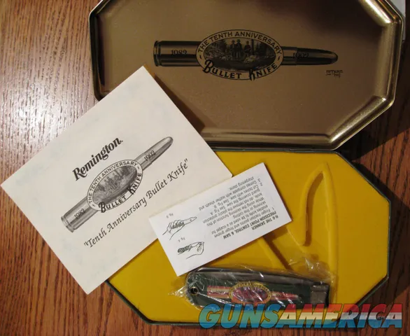 Remington 1992 R1123-A Bullet Trapper Tenth Anniversary Knife in Presentation Tin 