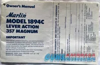 Marlin 1894C 357 Magnum Owners Manual from 1980's