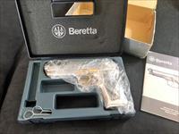 GORGEOUS Beretta 92 Custom 24k gold and bright stainless scrimshaw grips Img-2