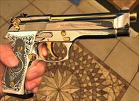Gorgeous Beretta 92 Malcolm Customs RARE 24k Plated Bright Stainless Img-1