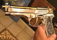 Gorgeous Beretta 92 Malcolm Customs RARE 24k Plated Bright Stainless Img-2