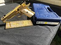 24k Gold Colt Officers MKIV custom compensator .45 1911 bonded ivory grips UNIQUE beautiful gun FACTORY BOX Img-2
