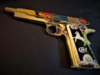 CUSTOM Colt 1911 38 Super 24k GOLD PLATED STUNNING sterling grips compensated Gringo Guns