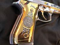 GORGEOUS Beretta 92 Custom 24k gold and bright stainless Versace grips Img-6