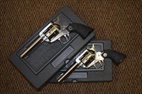 RARE RUGER COLLECTABLE PAIR OF STAINLESS BLACKHAWKS IN .44 SPECIAL CONSECUTIVE SERIAL NUMBERS - 43 & 44 -- REDUCED Img-1