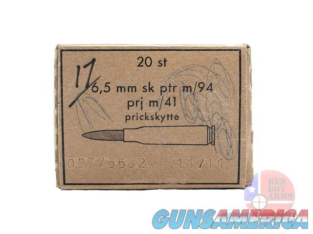 6.5mm sk ptr m/94 prj m/41 prickskytte 6.5x55mm Swedish Mauser, 20 Rounds