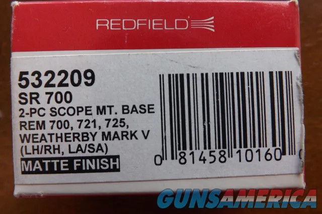 Redfield SR 700  2 - pc  scope mount base Lh/Rh Long Action or Short Action Matte finish Rem. 700,721,725 - Mark V Weatherby