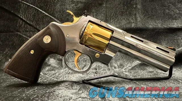 NEW IN BOX, COLT PYTHON, CUSTOM 24KT GOLD AND NICKEL, 4.25 INCH, 357 MAG