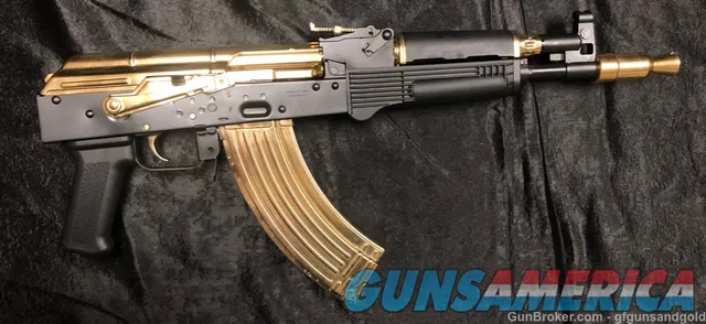 CUSTOM PIONEER ARMS HELL PUP AK-47, 24KT GOLD ACCENTS 