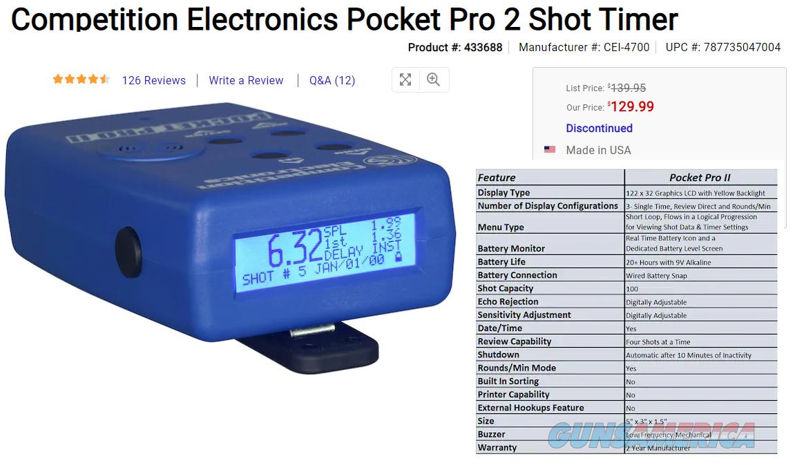 Shot Timer Pocket Pro 2 Competition... for sale at