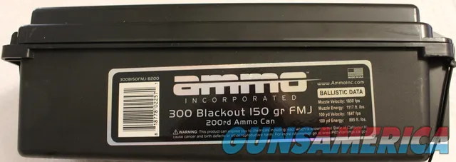 300 Blackout 150 gr. FMJ 200rd. wAmmo Can