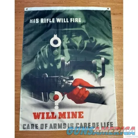 US ARMY "HIS RIFLE WILL FIRE" 3x5ft WWII Flag