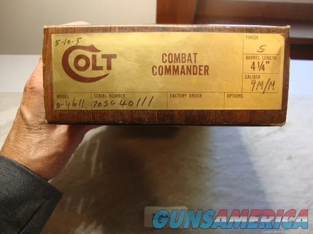 COLT 9MM COMBAT COMMANDER FACTORY ORIGINAL BOX WITH PAPERWORK