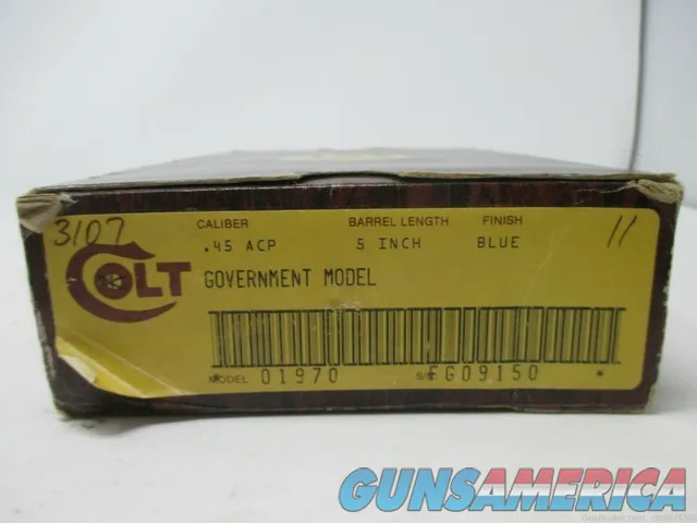 Colt Government Model 5inch Barrel Box Insert & Manual