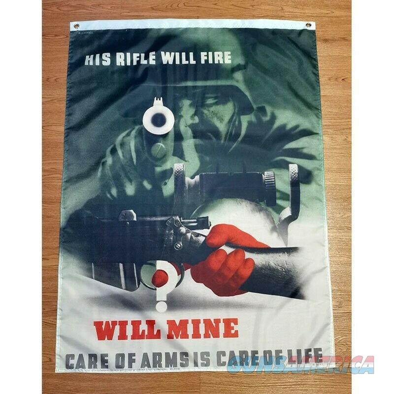 US ARMY "HIS RIFLE WILL FIRE" 3x5ft WWII