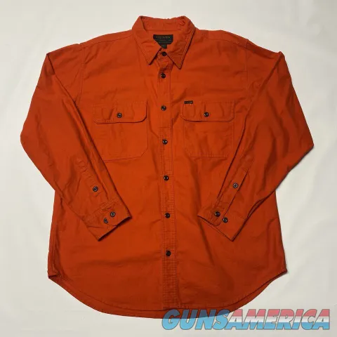 Filson Mens Field Flannel Chamois Shirt L Large Pheasant Red Blaze Orange Warm Img-1