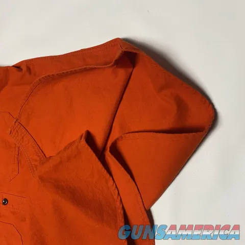 Filson Mens Field Flannel Chamois Shirt L Large Pheasant Red Blaze Orange Warm Img-5