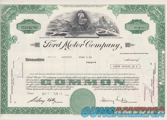 1971 Ford Motor Company Stock Certificate 