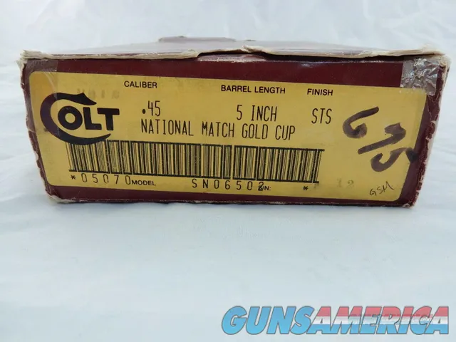 Colt National Match Gold Cup Original Box & Insert