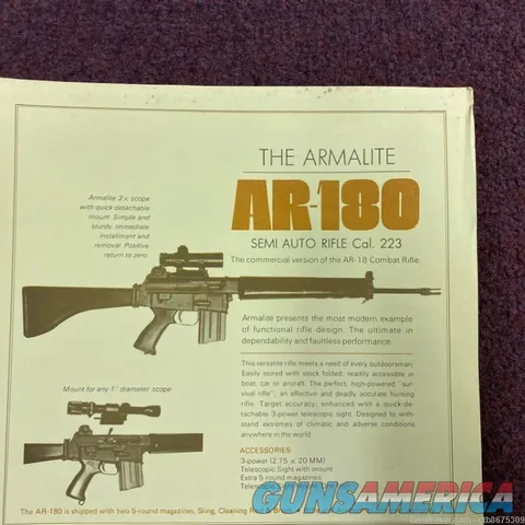 Armalite AR-180 Flyer Poster Advertisement 8.5 X 11 Inches Img-1