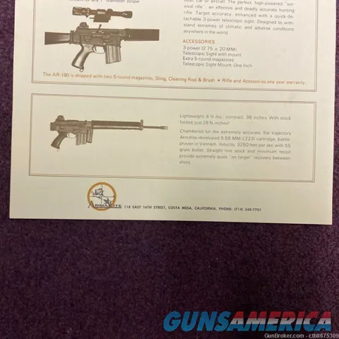 Armalite AR-180 Flyer Poster Advertisement 8.5 X 11 Inches Img-3