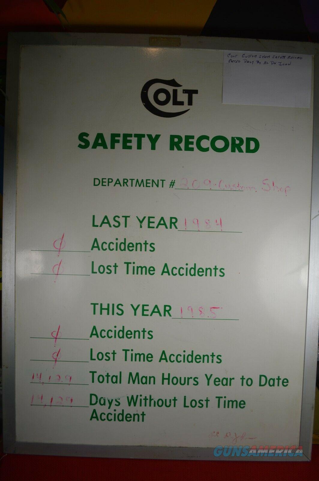  Colt Custom Shop Safety Record Sign 198