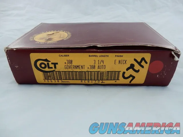 Colt Government .380 Original Box & Insert