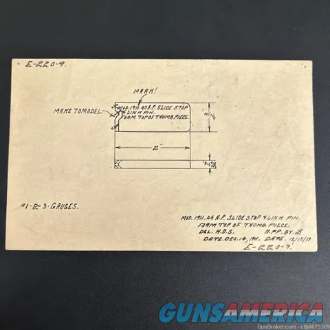Colt 1911 Gauge Drawing for Slide Stop & Link Pin, Thumb Piece