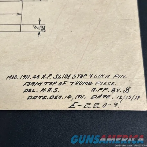 Colt 1911 Gauge Drawing for Slide Stop & Link Pin, Thumb Piece Img-2