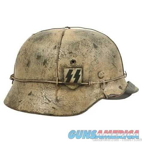 Original German WWII M40 Refurbished SS Winter Camouflage Helmet Img-4