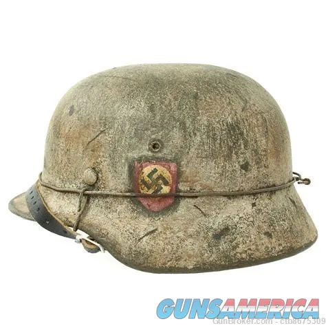 Original German WWII M40 Refurbished SS Winter Camouflage Helmet Img-5