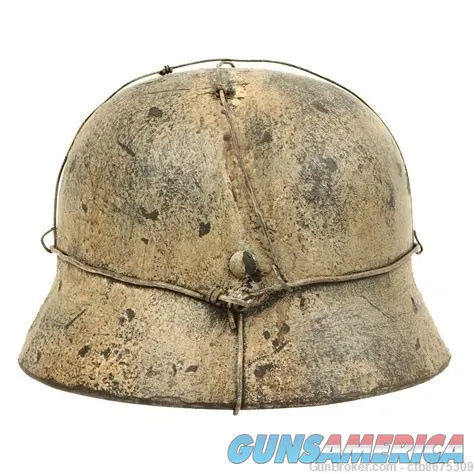 Original German WWII M40 Refurbished SS Winter Camouflage Helmet Img-6